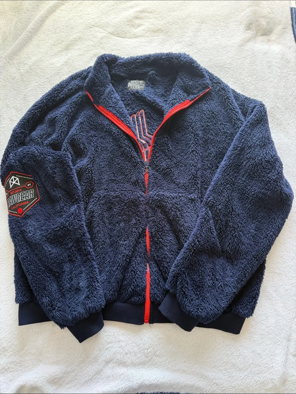 Raw Gear Navy Fleece Jacket with Red Trim